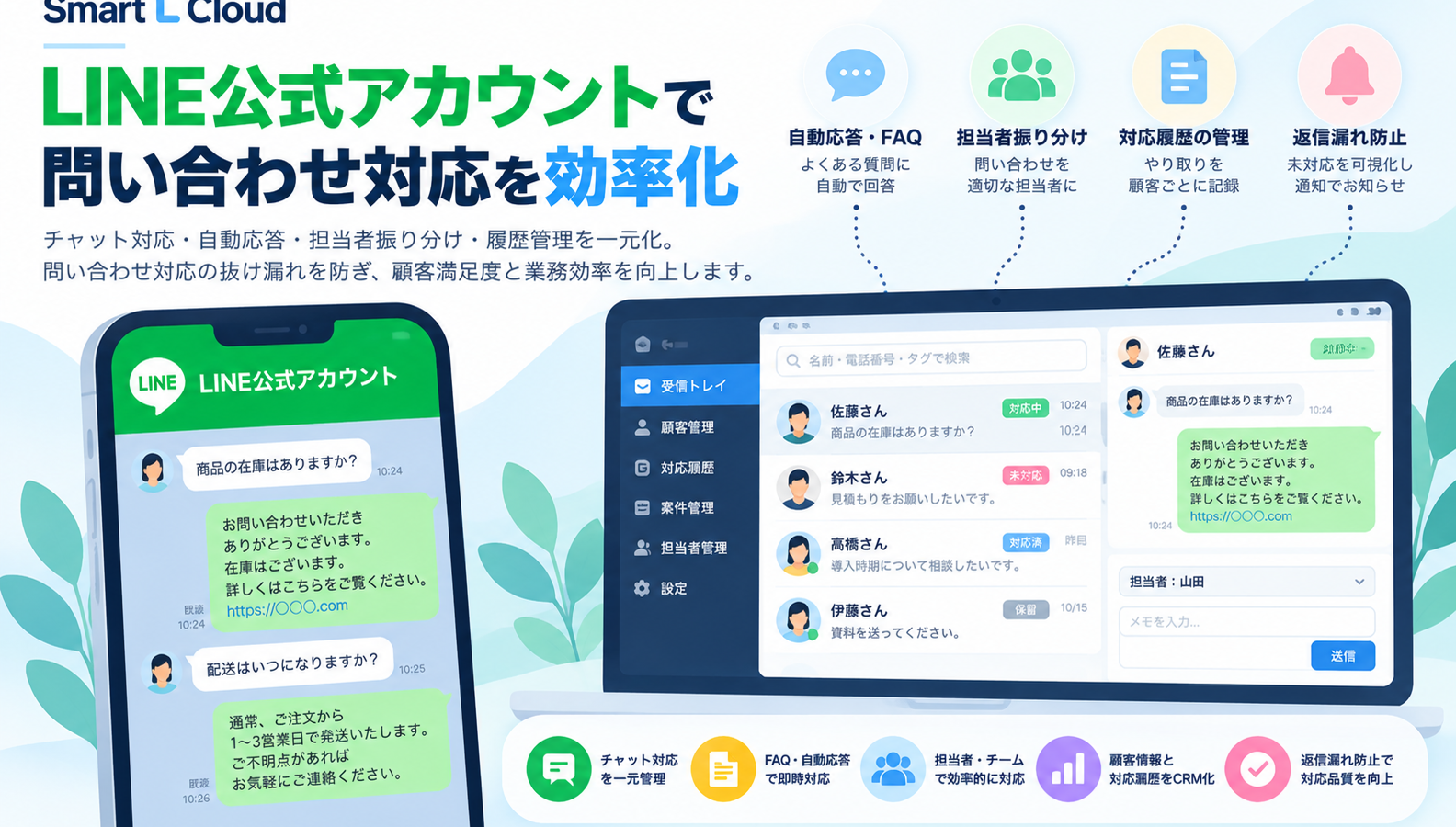 LINE公式アカウントで問い合わせ対応を効率化!返信漏れを防ぐ自動応答と業務管理の手法